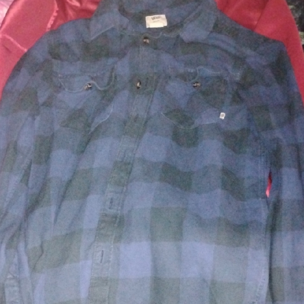 Blue and Black Plaid Shirt